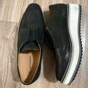 Johnston & Murphy Black Suede Slip-On Loafer with Platform Sole